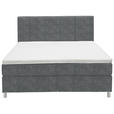 BOXSPRINGBETT 200/200 cm  in Dunkelgrau  - Chromfarben/Dunkelgrau, KONVENTIONELL, Kunststoff/Textil (200/200cm) - Voleo