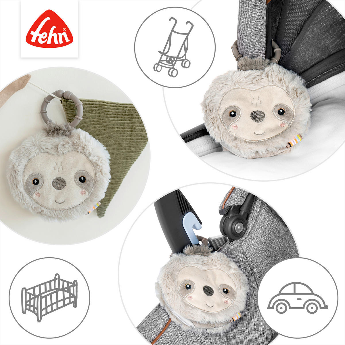 STOFFBUCH Faultier Lazy  - Hellgrau, Basics, Textil (14/13/3cm) - Fehn