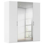 DREHTÜRENSCHRANK 201/223/61 cm,  in Weiß, 4-türig  - Chromfarben/Edelstahlfarben, Basics, Glas/Holzwerkstoff (201/223/61cm) - Novel