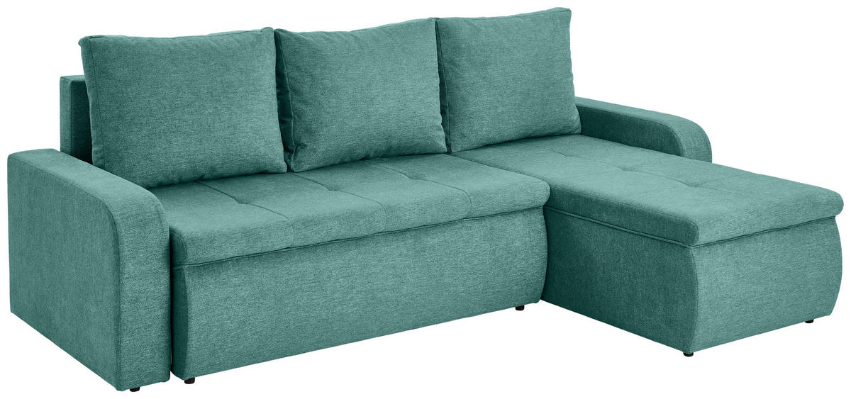 ECKSOFA in Webstoff Mintgrün  - Schwarz/Mintgrün, Konventionell, Kunststoff/Textil (235/158cm) - P & B