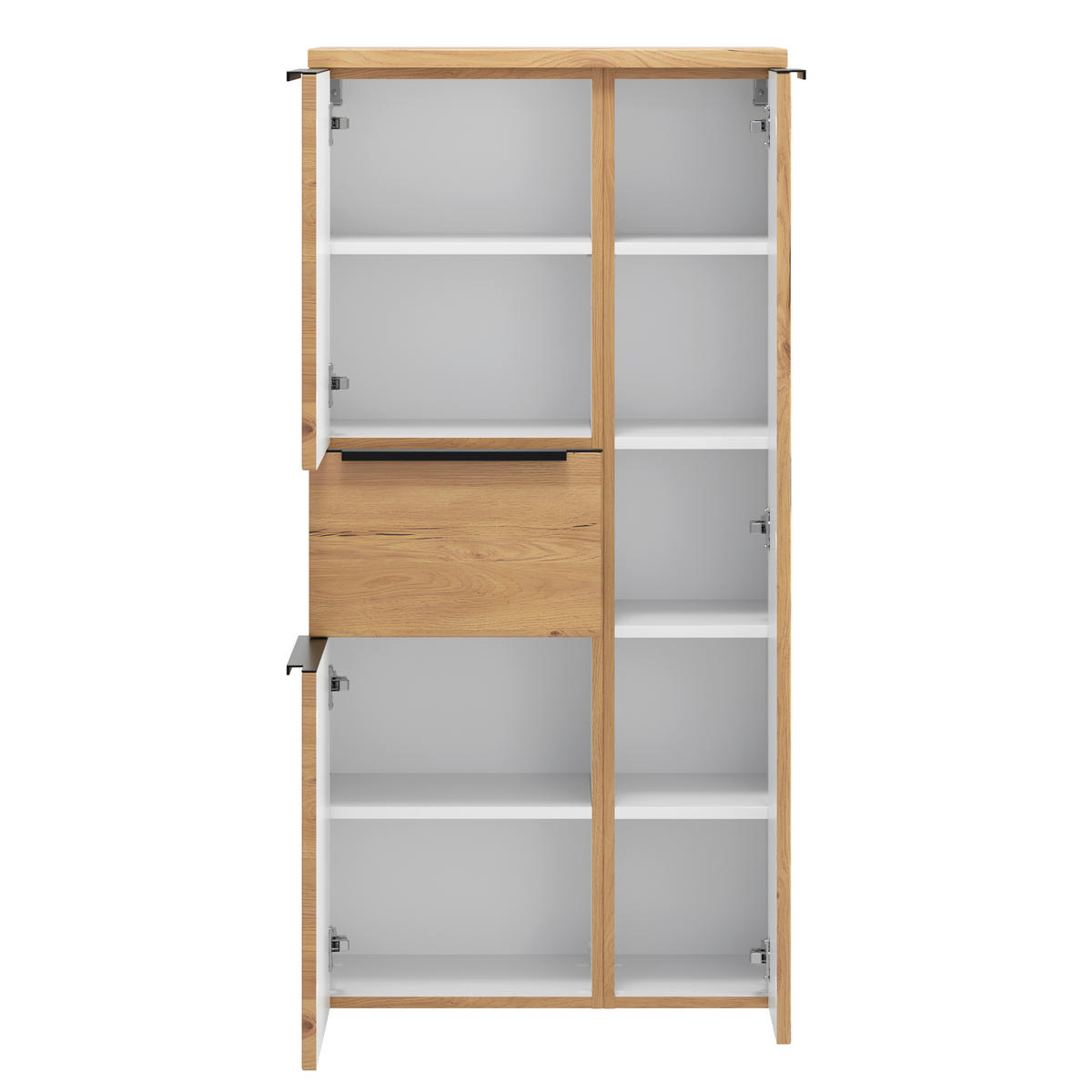 MIDISCHRANK 65/130/35 cm  - Wildeiche/Schwarz, KONVENTIONELL, Holzwerkstoff/Metall (65/130/35cm) - Xora