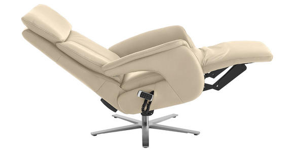 RELAXSESSEL in Leder Ecru - Ecru/Edelstahlfarben, Design, Leder/Metall (70/124/85cm) - Cantus