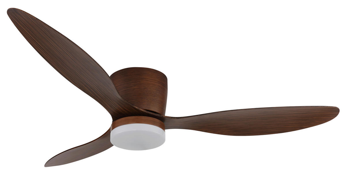 Ventilator mit Beleuchtung ARMANDO 131,5/22,6 cm   - Dunkelbraun/Opal, KONVENTIONELL, Kunststoff/Metall (131,5/22,6cm) - Globo