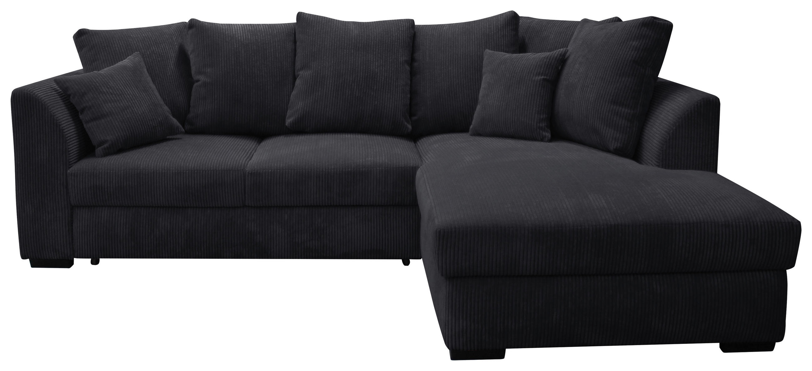 ECKSOFA in Cord Schwarz  - Schwarz, Design, Kunststoff/Textil (259/174cm) - Cantus