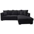 ECKSOFA  in Cord Schwarz  259/174 cm  - Schwarz, Design, Kunststoff/Textil (259/174cm) - Cantus