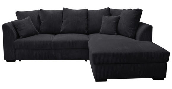ECKSOFA  in Cord Schwarz  259/174 cm  - Schwarz, Design, Kunststoff/Textil (259/174cm) - Cantus