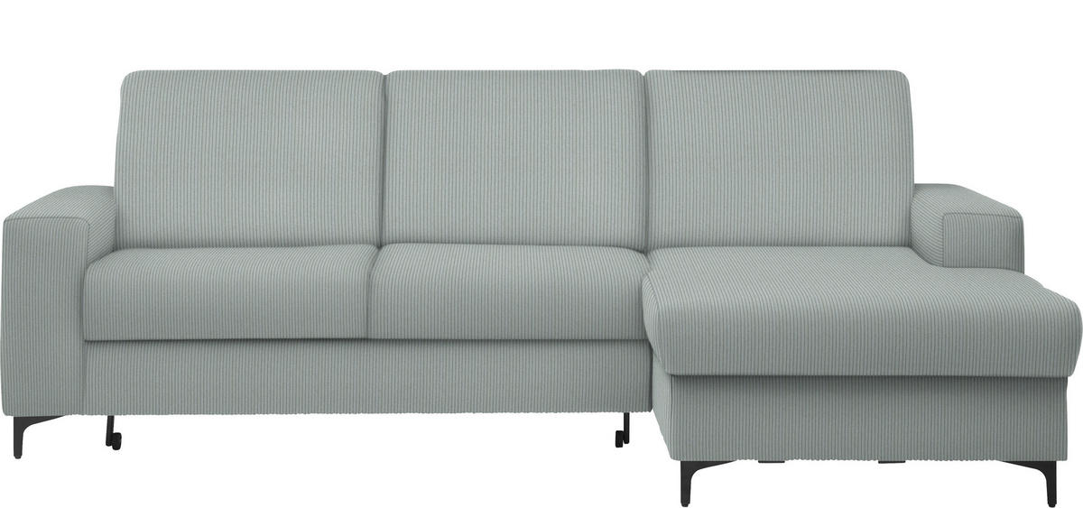 ECKSOFA in Cord Hellgrau  - Hellgrau/Schwarz, Konventionell, Textil/Metall (247/167cm) - Stylife