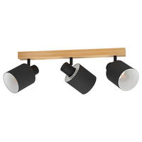 DECKENSTRAHLER - Weiss/Schwarz, Natur, Holz/Textil (5/48cm) - Eglo