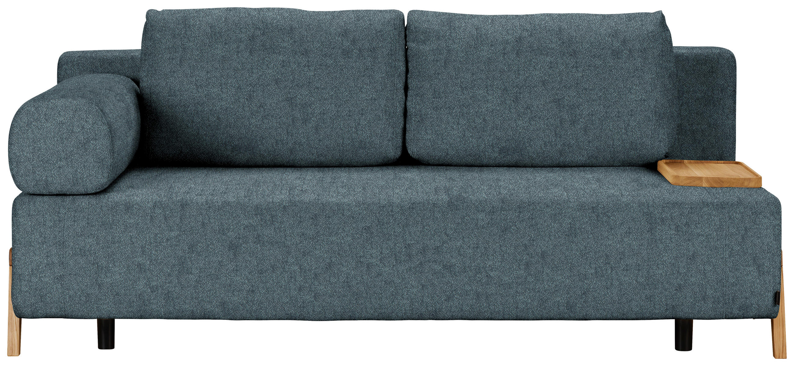 SCHLAFSOFA Chenille Blau  - Blau/Naturfarben, Design, Holz/Textil (211/88/102cm) - Niels Andersson