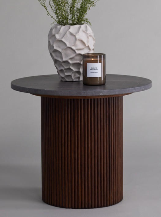 BEISTELLTISCH 52/52/44 cm Esche teilmassiv Dunkelgrau, Dunkelbraun rund  - Dunkelgrau/Dunkelbraun, Design, Holz/Holzwerkstoff (52/52/44cm) - Livetastic