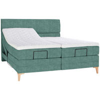 BOXSPRINGBETT 180/200 cm  in Petrol  - Eichefarben/Petrol, Konventionell, Holz/Textil (180/200cm) - Voleo