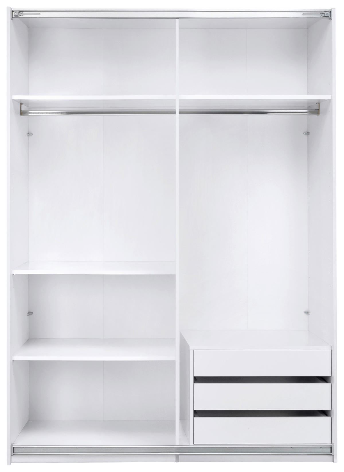 SCHIEBETÜRENSCHRANK 150/211,5/61,5 cm 2-türig Weiß  - Schwarz/Weiß, MODERN, Holzwerkstoff/Metall (150/211,5/61,5cm) - MID.YOU