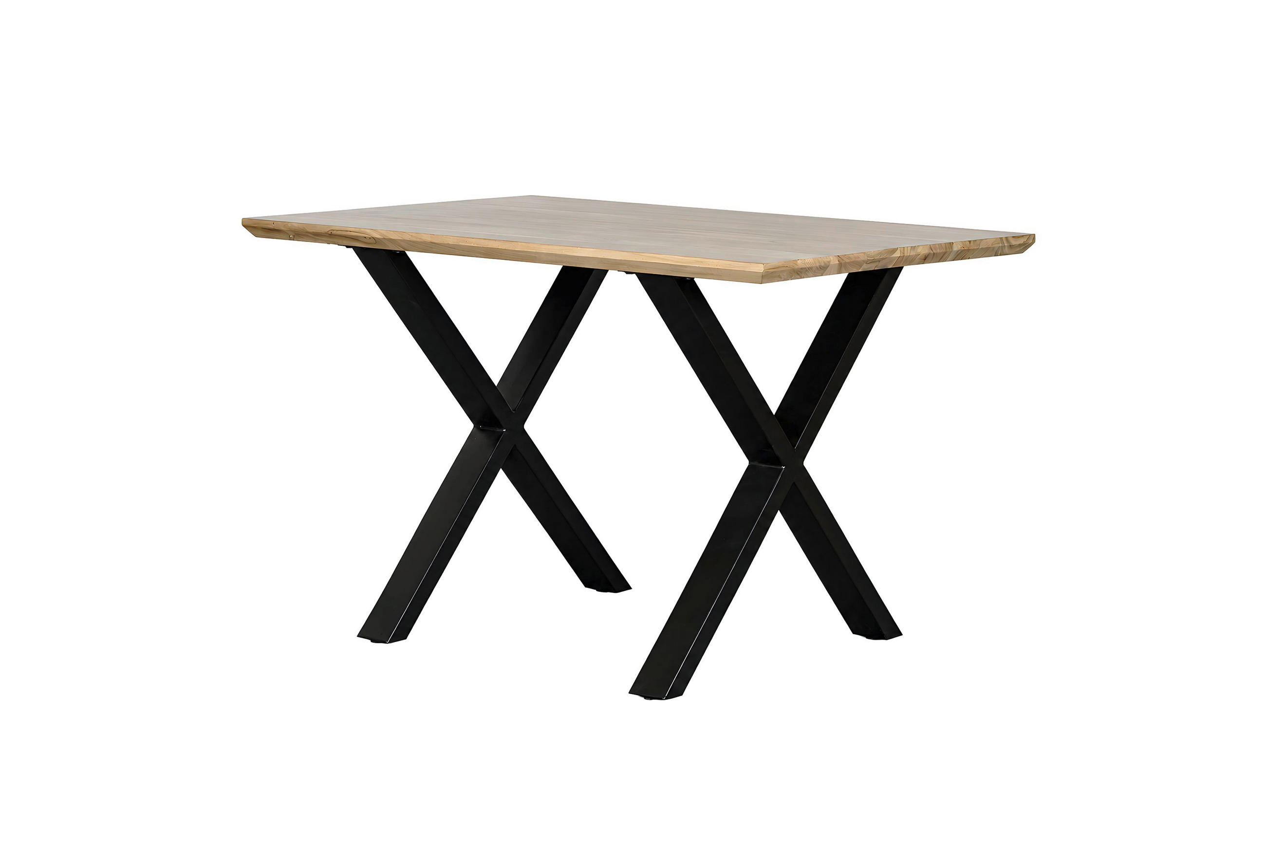 ESSTISCH 120/80/76 cm Echtholz  Holz, Metall rechteckig Akaziefarben  - Schwarz/Akaziefarben, MODERN, Holz/Metall (120/80/76cm) - MID.YOU