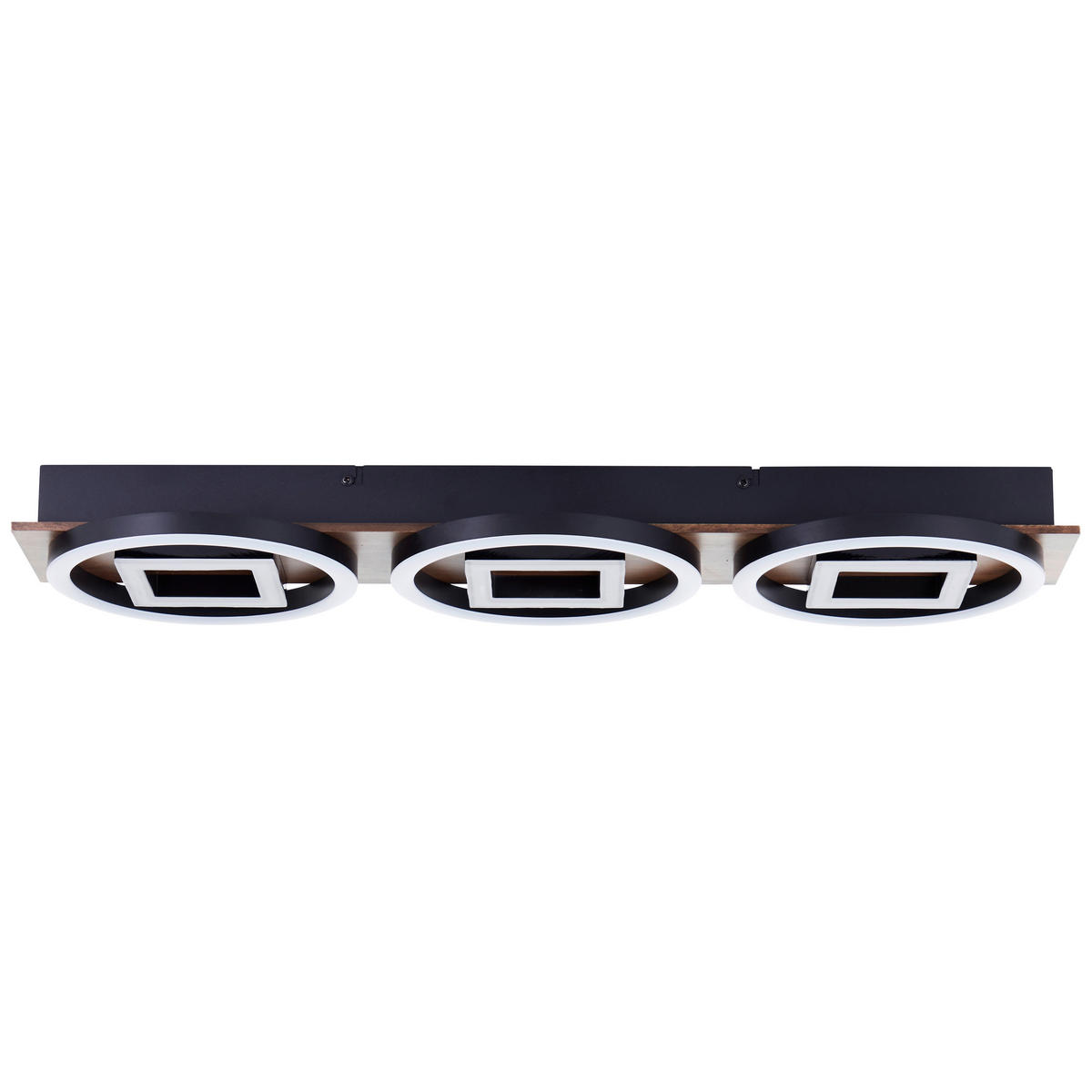 LED-DECKENLEUCHTE    67/6,5/20 cm  - Eiche dunkel/Schwarz, Design, Holz/Kunststoff (67/6,5/20cm) - Brilliant