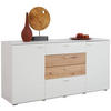 SIDEBOARD Weiß, Eichefarben  172/83/43 cm  - Eichefarben/Silberfarben, Design, Holzwerkstoff/Metall (172/83/43cm) - Stylife