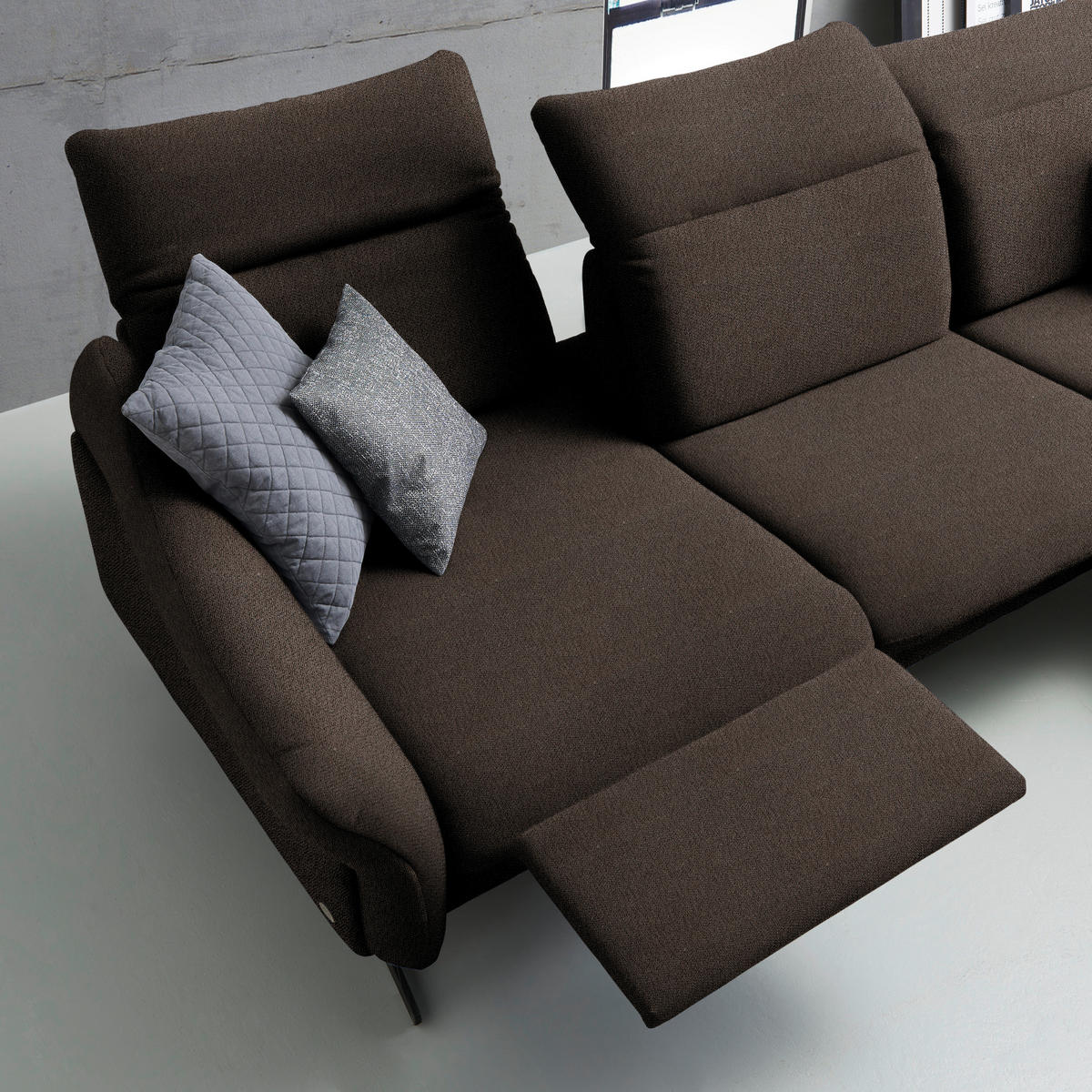 ECKSOFA in Webstoff Dunkelbraun  - Anthrazit/Dunkelbraun, Design, Textil/Metall (299/203cm) - Himolla