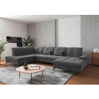 WOHNLANDSCHAFT in Flachgewebe Grau  - Schwarz/Grau, Konventionell, Textil/Metall (231/357/185cm) - Sit & More
