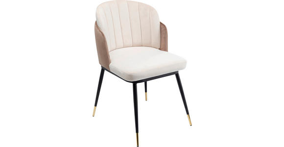 STUHL , , Samt  - Beige/Goldfarben, Design, Textil/Metall (52/81/58cm) - Ambia Home