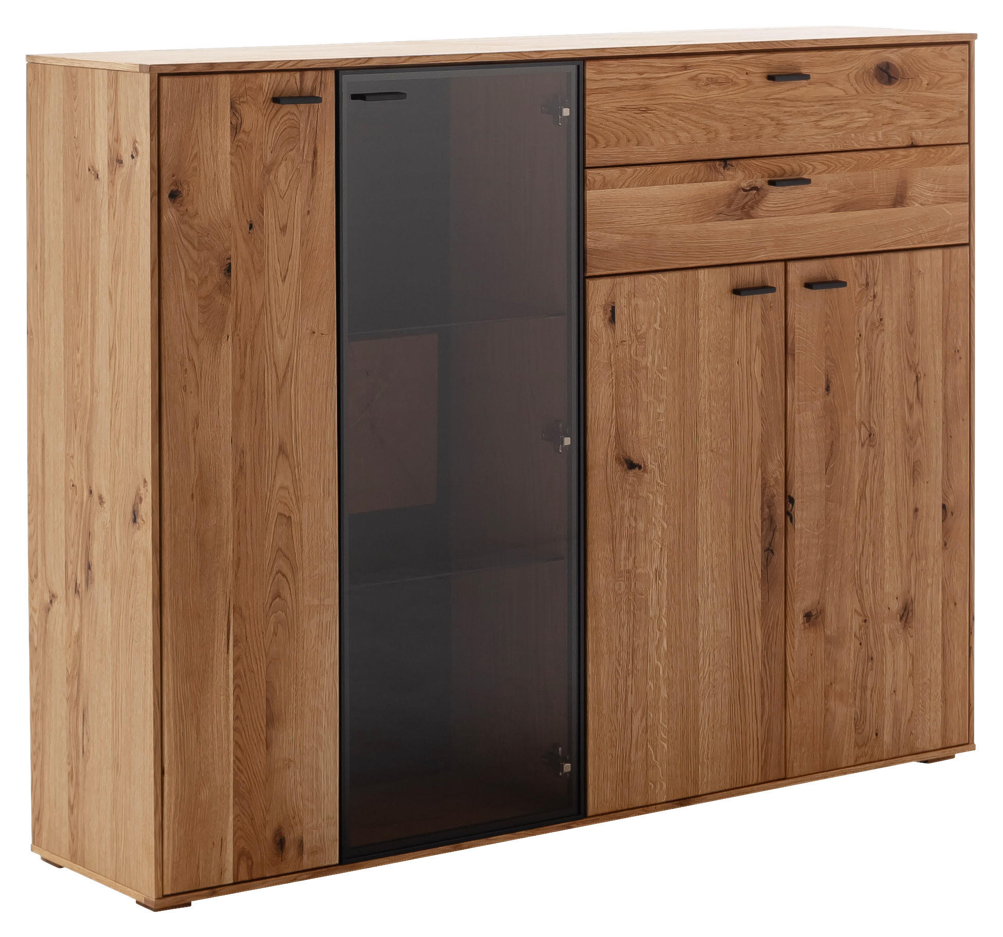 HIGHBOARD Nairobi  in 158/122/37 cm  - Wildeiche/Anthrazit, Design, Glas/Holz (158/122/37cm) - MID.YOU