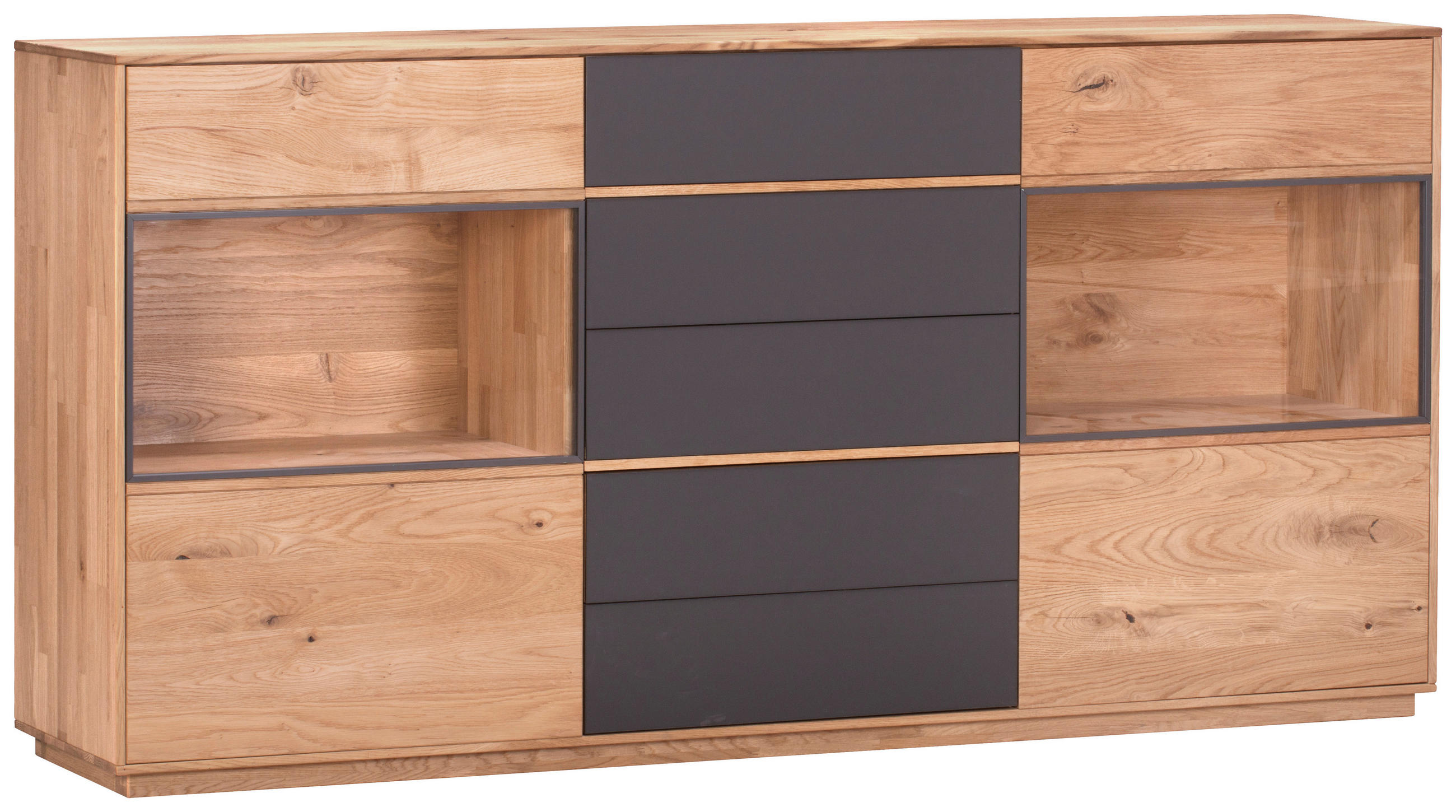 SIDEBOARD  in 177/89/42 cm  - Eichefarben/Anthrazit, Design, Glas/Holz (177/89/42cm) - Waldwelt
