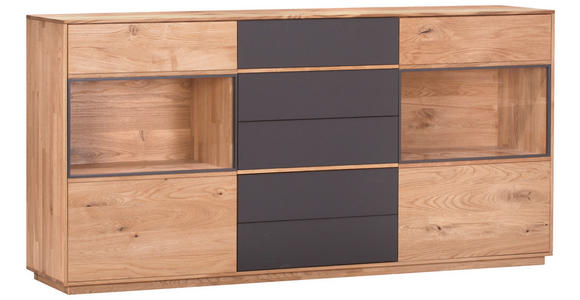 SIDEBOARD  in 177/89/42 cm  - Eichefarben/Anthrazit, Design, Glas/Holz (177/89/42cm) - Waldwelt