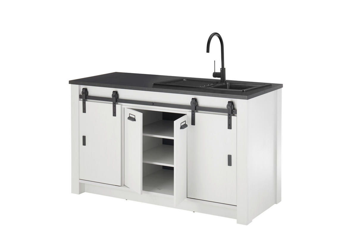 SPÜLENUNTERSCHRANK 161/93/64 cm  in Anthrazit, Weiß  - Anthrazit/Schwarz, Trend, Holzwerkstoff/Metall (161/93/64cm) - MID.YOU
