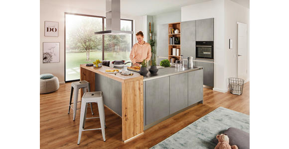 EINBAUKÜCHE   - Grau, Basics, Holzwerkstoff - Novel