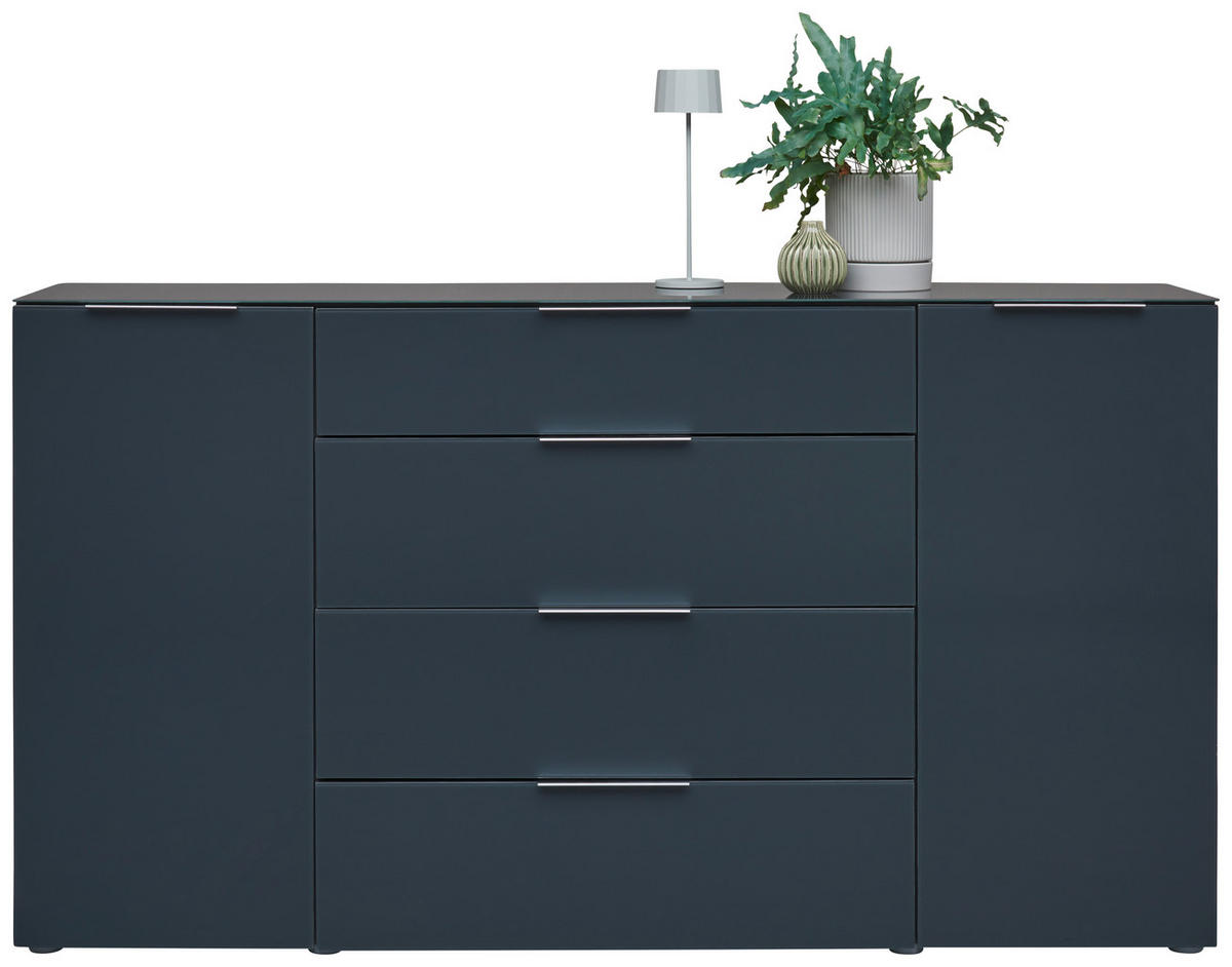 SIDEBOARD  in 180/101/42 cm  - Anthrazit/Alufarben, Design, Glas/Holzwerkstoff (180/101/42cm) - Voleo