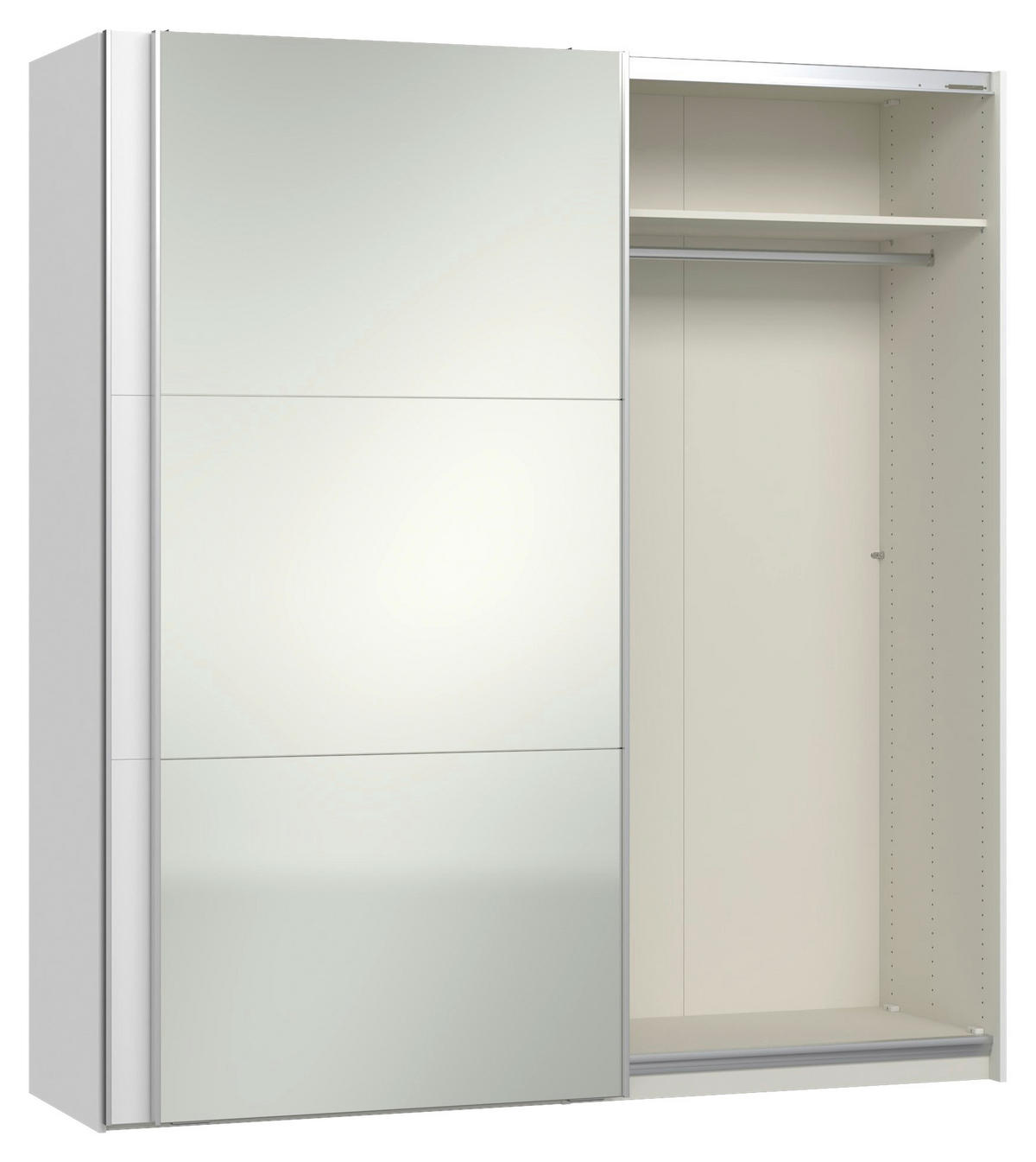 SCHWEBETÜRENSCHRANK Weiss  - Weiss/Silberfarben, Design, Glas/Holzwerkstoff (202/220/65cm) - Jutzler