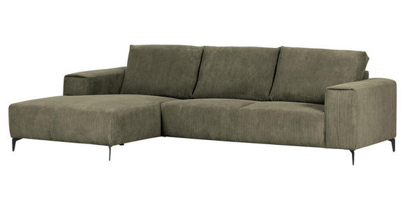 ECKSOFA Dunkelgrün Cord  - Dunkelgrün/Schwarz, KONVENTIONELL, Textil/Metall (170/285cm) - Carryhome