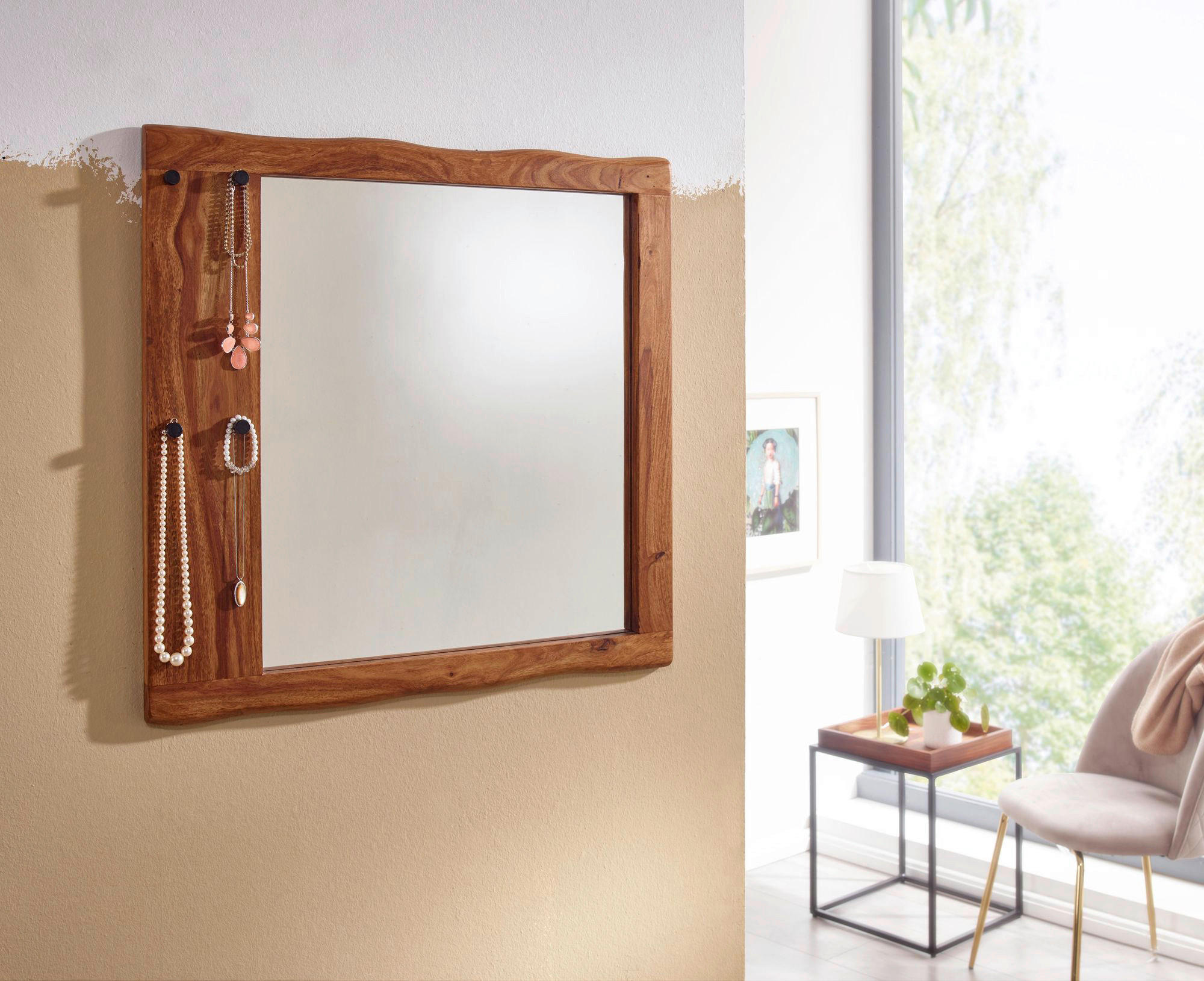 WANDSPIEGEL 80/80/3 cm  - Sheeshamfarben, MODERN, Glas/Holz (80/80/3cm) - MID.YOU