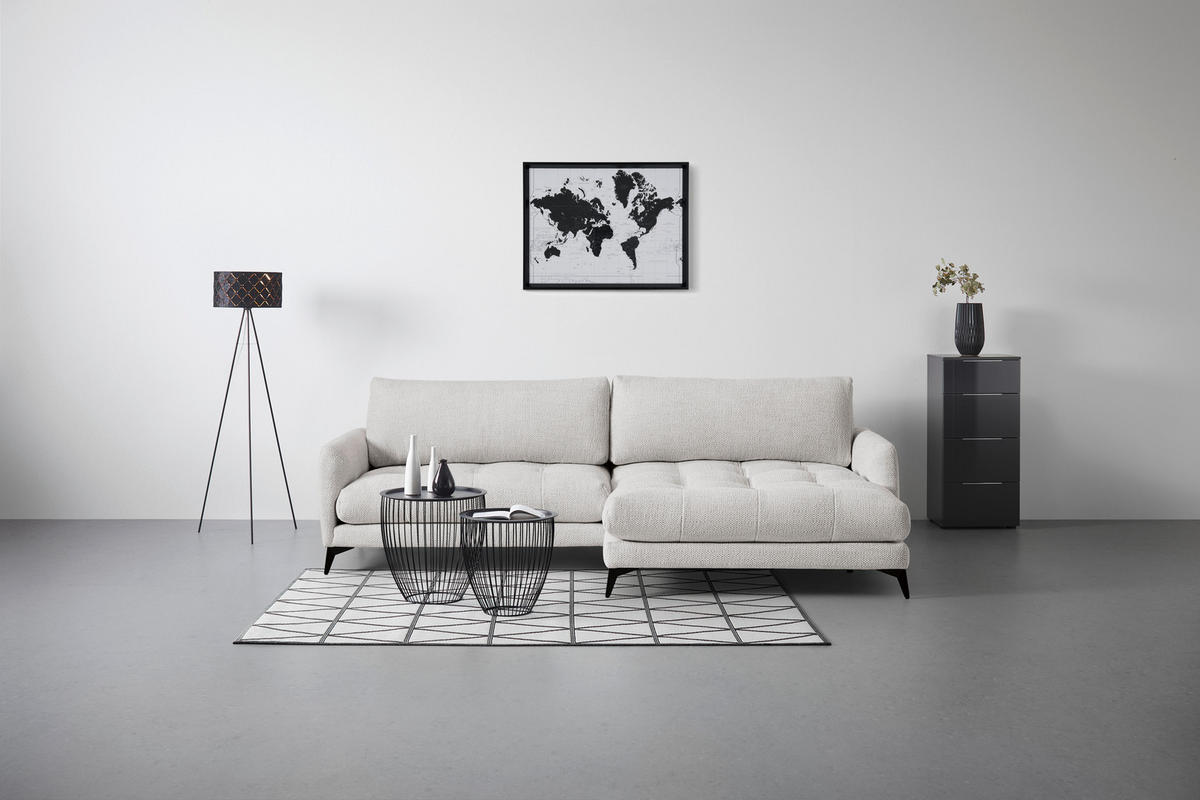 HÖRNSOFFA i chenille gråvit  - gråvit/svart, metall/textil (273/61-85/161cm) - MID.YOU