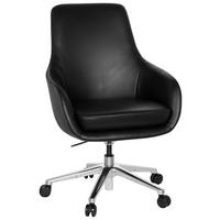 DREHSTUHL Lederlook Schwarz  - Schwarz/Alufarben, MODERN, Leder/Kunststoff (65/104/54cm) - MID.YOU