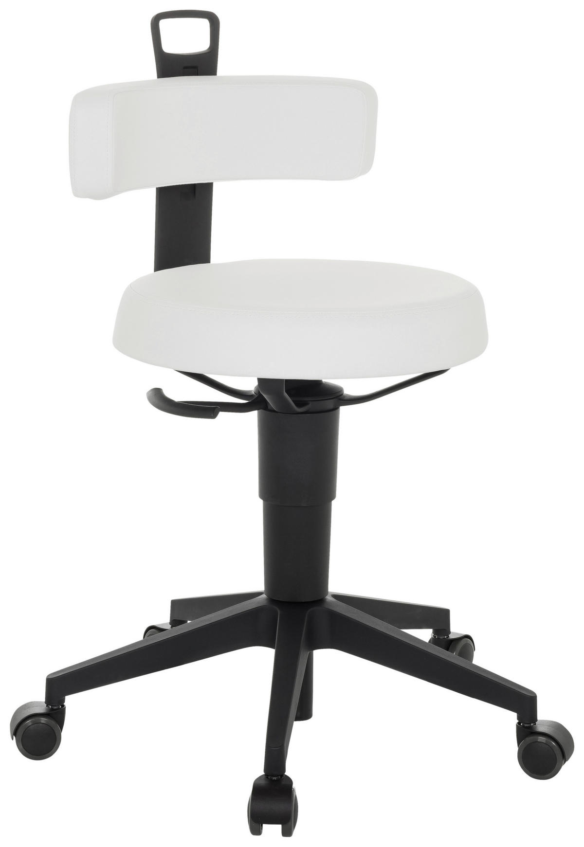 KONTORSPALL  vit  - vit/svart, Basics, läder/plast (40/74-86/46cm) - MID.YOU