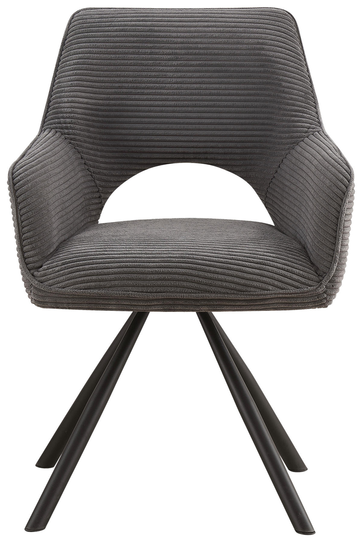 ARMLEHNSTUHL  in Eisen Cord  - Dunkelgrau/Schwarz, Design, Textil/Metall (60/85/63cm) - Hom`in