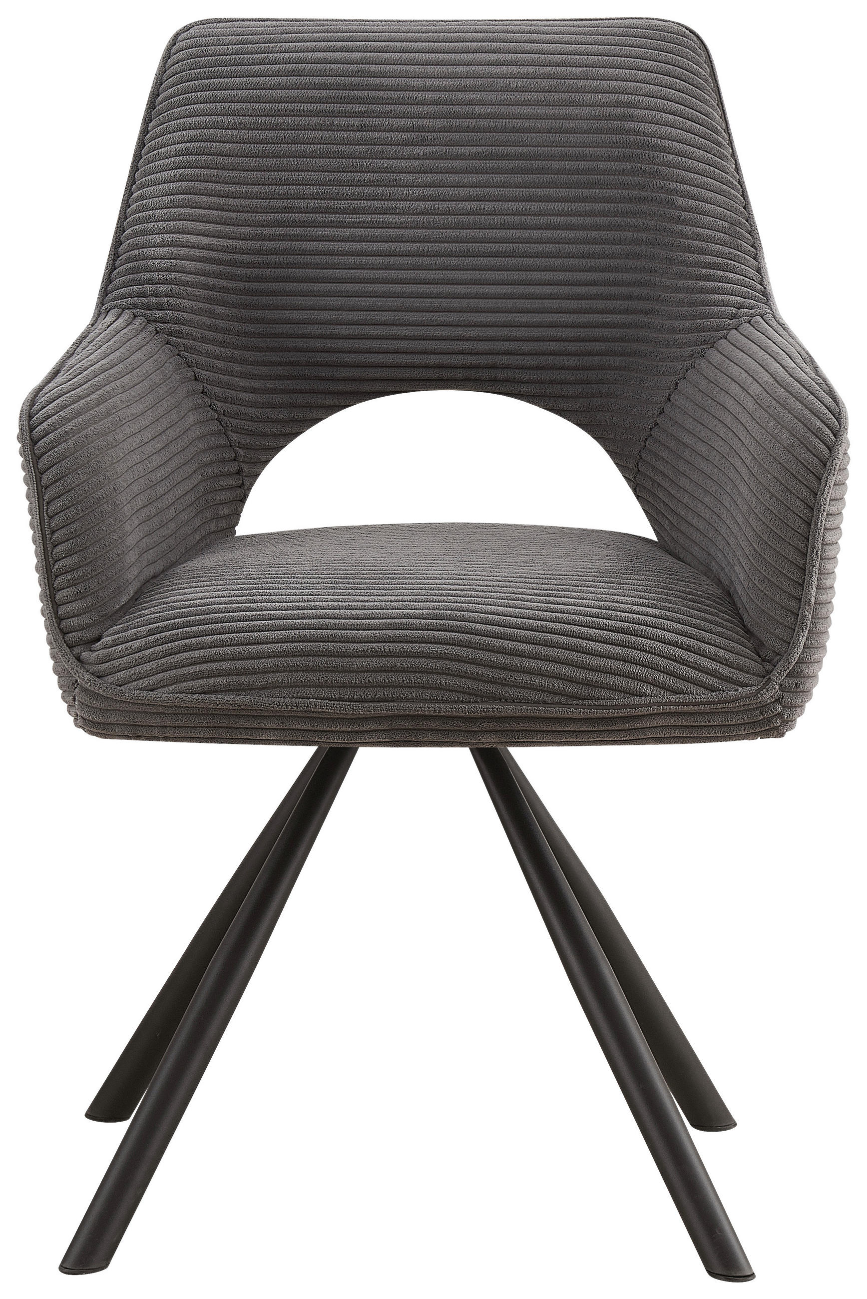 Thumbnail - Hom`in Armlehnstuhl, Schwarz, Dunkelgrau, Metall, Textil, Drehkreuz, 60x85x63 cm, Stoffauswahl, inklusive Armlehnen, Sit...