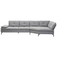 ECKSOFA Hellgrau Flachgewebe  - Hellgrau/Schwarz, Design, Textil/Metall (344/159cm) - Chilliano