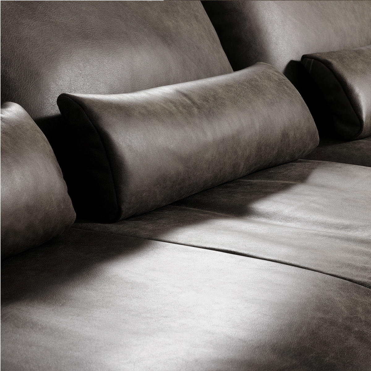 ECKSOFA in Echtleder Fango  - Fango/Schwarz, Design, Leder/Metall (313/172cm) - Livetastic
