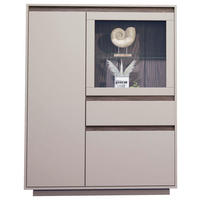 FÉLMAGAS SZEKRÉNY 110/141/41 cm  - kasmírszínű/diófa színű, Design, faalapú anyag/Üveg (110/141/41cm) - Stylife