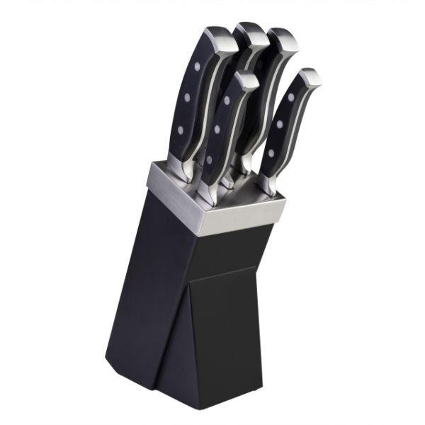 6/1 BLOK Z NOŽI MASTER CUT - črna, Basics, les (14/8,5/22cm) - Justinus