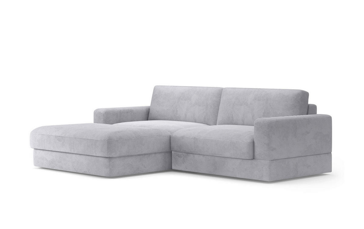 ECKSOFA FABIO E Silberfarben Cord  - Silberfarben/Schwarz, MODERN, Kunststoff/Textil (196/264cm) - Sit & More