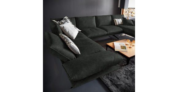 WOHNLANDSCHAFT in Echtleder Dunkelgrün - Dunkelgrün/Schwarz, Natur, Leder/Metall (217/359/155cm) - Dieter Knoll
