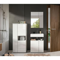 BADEZIMMER 3-teilig  in 120 cm  - Weiß Hochglanz/Schwarz, MODERN, Holzwerkstoff/Kunststoff (120cm) - MID.YOU