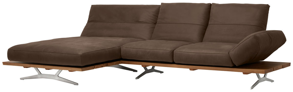 SEDEŽNA GARNITURA, mikrovlakna rjava  - barve nerjavečega jekla/rjava, Design, kovina/tekstil (157/320cm) - Ambiente