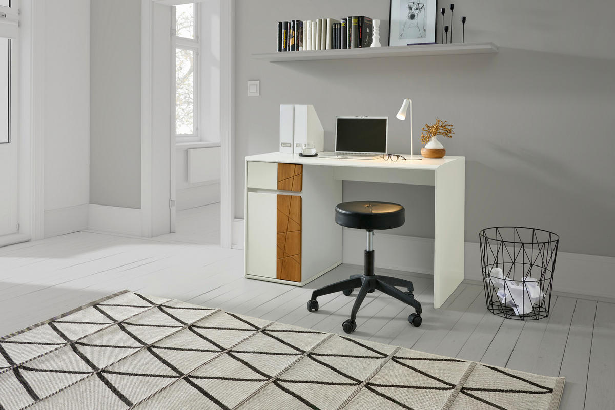 ÍRÓASZTAL  - tölgyfa színű/fehér, Modern, faalapú anyag/fa (121/58/76cm) - Livetastic