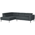 ECKSOFA in Chenille Grau  205/280 cm  - Schwarz/Grau, Design, Textil/Metall (205/280cm) - Xora