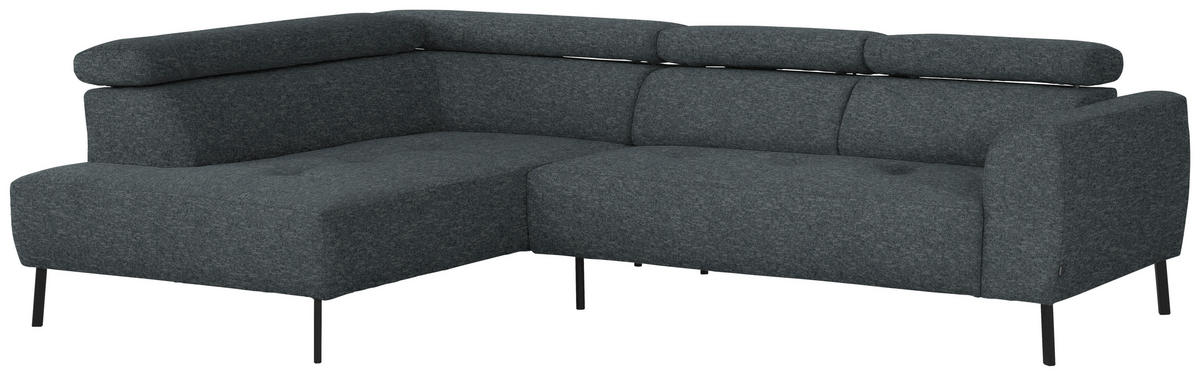 ECKSOFA in Chenille Grau  205/280 cm  - Schwarz/Grau, Design, Textil/Metall (205/280cm) - Xora