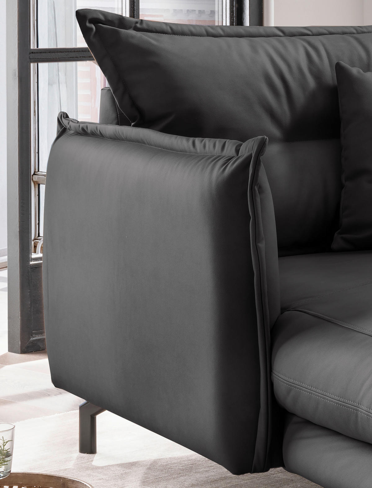 XXL-SESSEL - Schwarz, MODERN, Textil/Metall (111/101/167cm) - Livetastic
