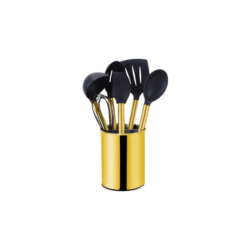 Thumbnail - Echtwerk Küchenhelferset, Schwarz, Gold, Metall, 7-teilig, Aufhängeöse, hitzebeständig, einfache Handhabung, Kochen, Küc...