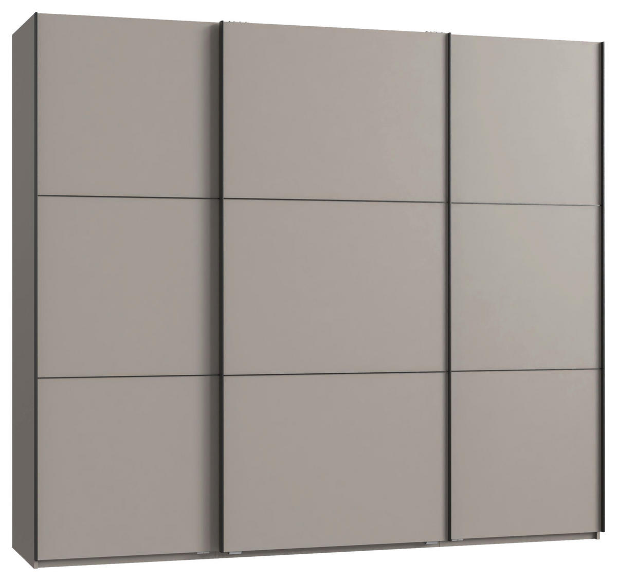 SCHWEBETÜRENSCHRANK 250/216/65 cm 3-türig Grau, Schwarz  - Schwarz/Grau, KONVENTIONELL, Holzwerkstoff/Metall (250/216/65cm) - Stylife